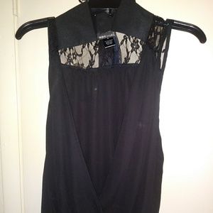 Black lace and silk blouse